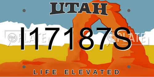 I17187S Utah License Plate