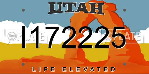 I172225 Utah License Plate