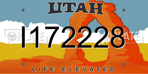 I172228 Utah License Plate