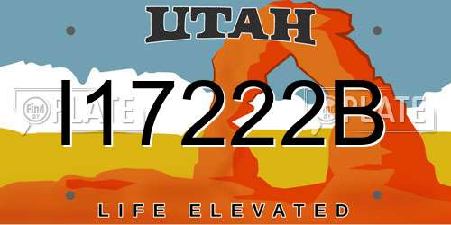I17222B Utah License Plate