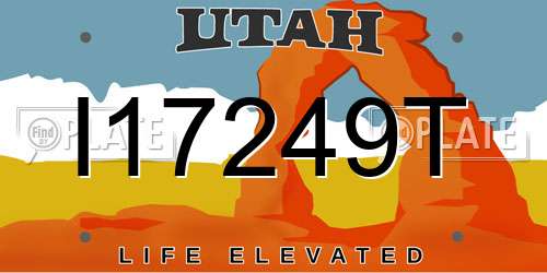 I17249T Utah License Plate