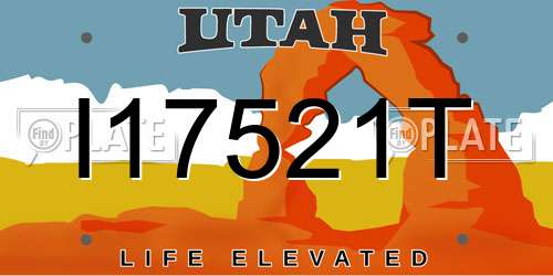 I17521T Utah License Plate