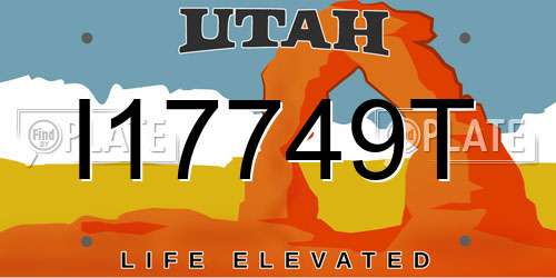 I17749T Utah License Plate