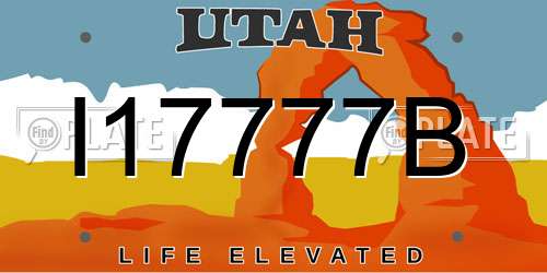 I17777B Utah License Plate