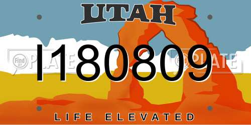 I180809 Utah License Plate