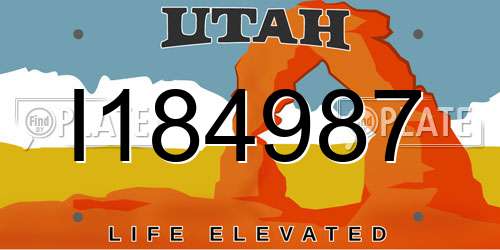 I184987 Utah License Plate
