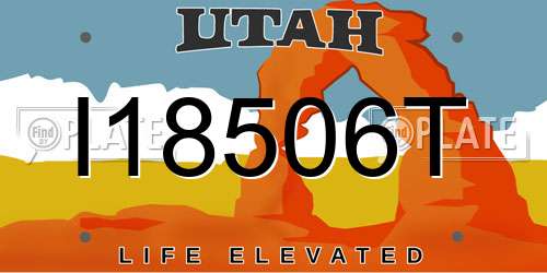 I18506T Utah License Plate