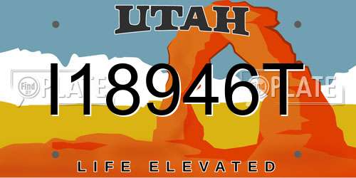 I18946T Utah License Plate