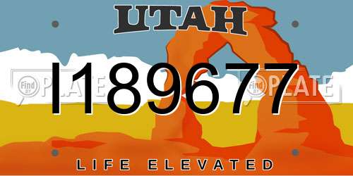 I189677 Utah License Plate