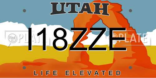 I18ZZE Utah License Plate