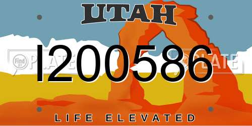 I200586 Utah License Plate
