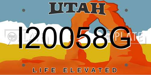 I20058G Utah License Plate