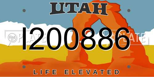 I200886 Utah License Plate