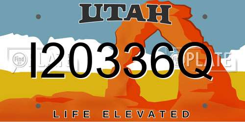 I20336Q Utah License Plate