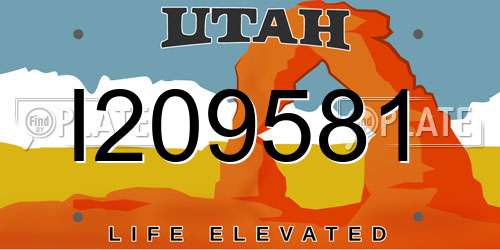 I209581 Utah License Plate