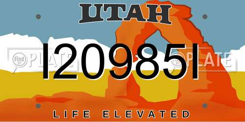 I20985I Utah License Plate