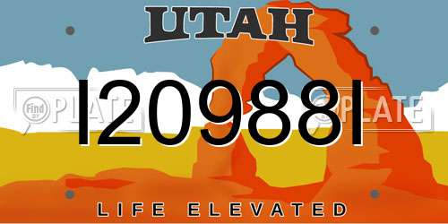 I20988I Utah License Plate