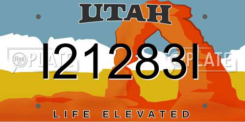 I21283I Utah License Plate