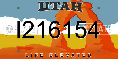 I216154 Utah License Plate