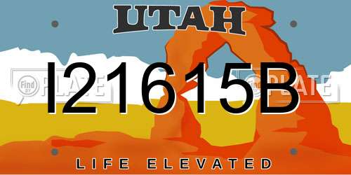 I21615B Utah License Plate