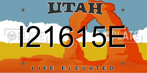 I21615E Utah License Plate