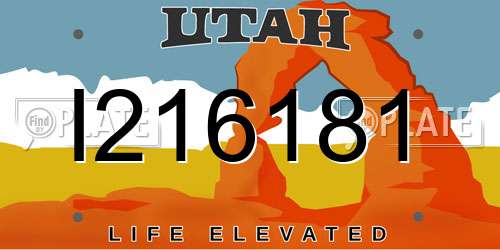 I216181 Utah License Plate
