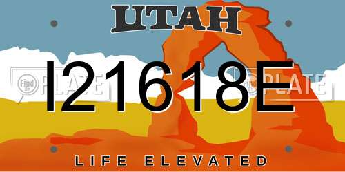 I21618E Utah License Plate