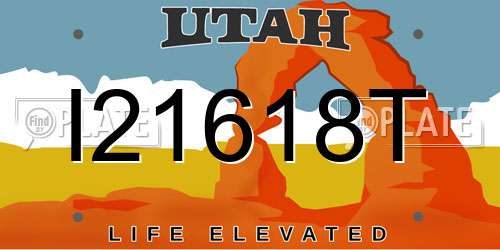 I21618T Utah License Plate