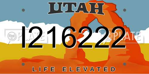 I216222 Utah License Plate