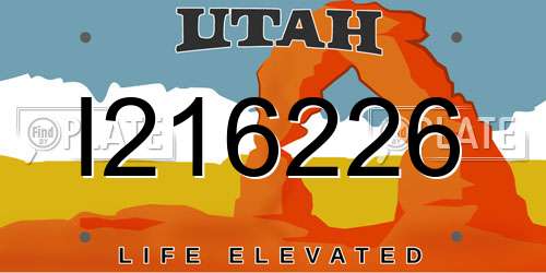 I216226 Utah License Plate