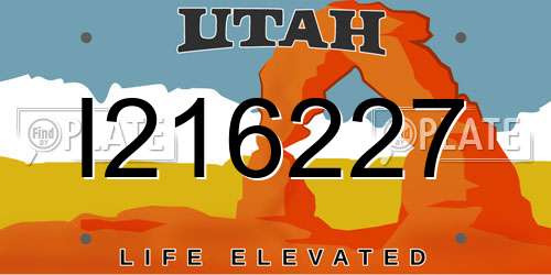 I216227 Utah License Plate