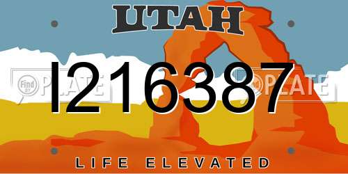 I216387 Utah License Plate