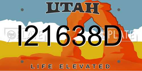 I21638D Utah License Plate