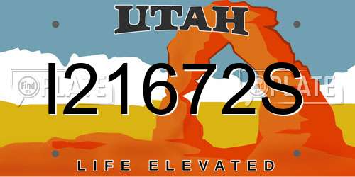 I21672S Utah License Plate
