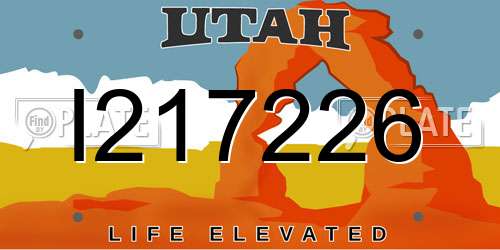 I217226 Utah License Plate