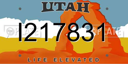I217831 Utah License Plate