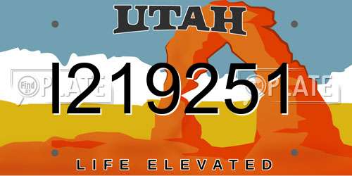 I219251 Utah License Plate