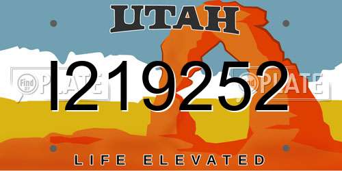 I219252 Utah License Plate