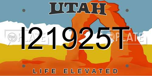 I21925T Utah License Plate