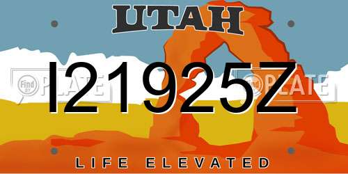 I21925Z Utah License Plate