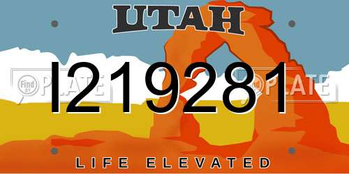I219281 Utah License Plate