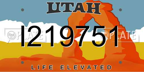 I219751 Utah License Plate