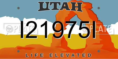 I21975I Utah License Plate