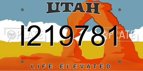 I219781 Utah License Plate
