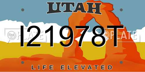 I21978T Utah License Plate