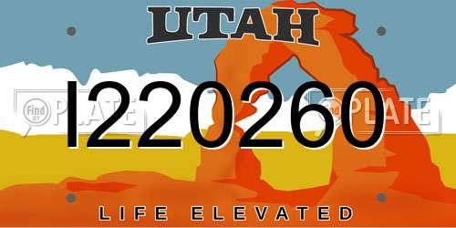 I220260 Utah License Plate