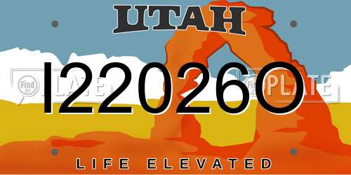 I22026O Utah License Plate