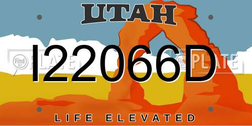 I22066D Utah License Plate