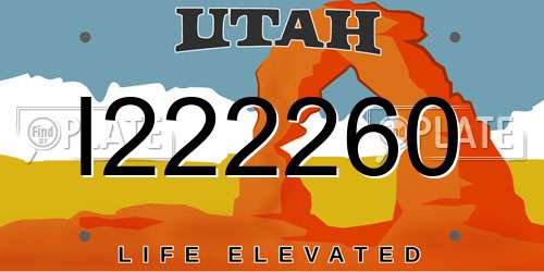 I222260 Utah License Plate