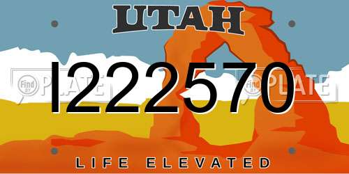 I222570 Utah License Plate